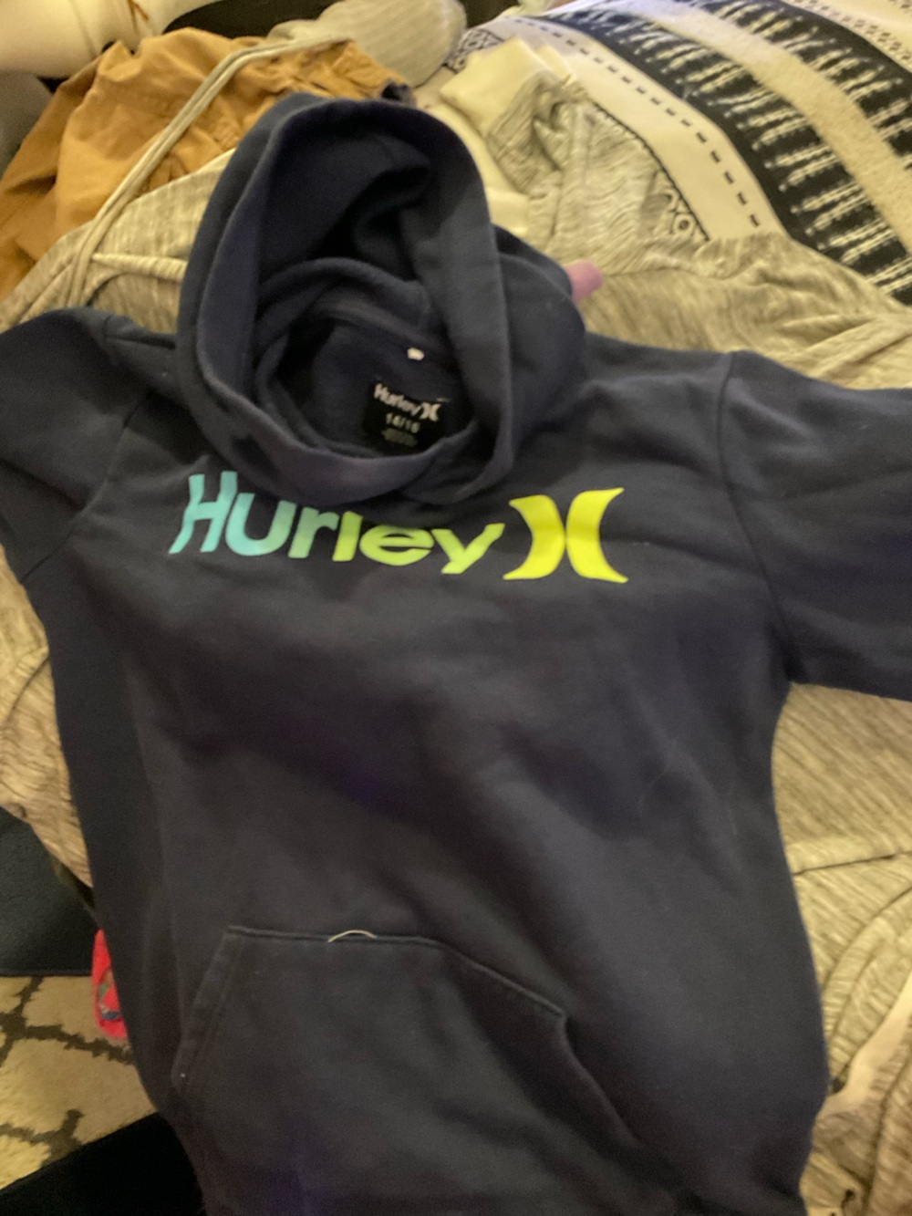 Hurley Navy Pullover with Green-to-Teal Logo